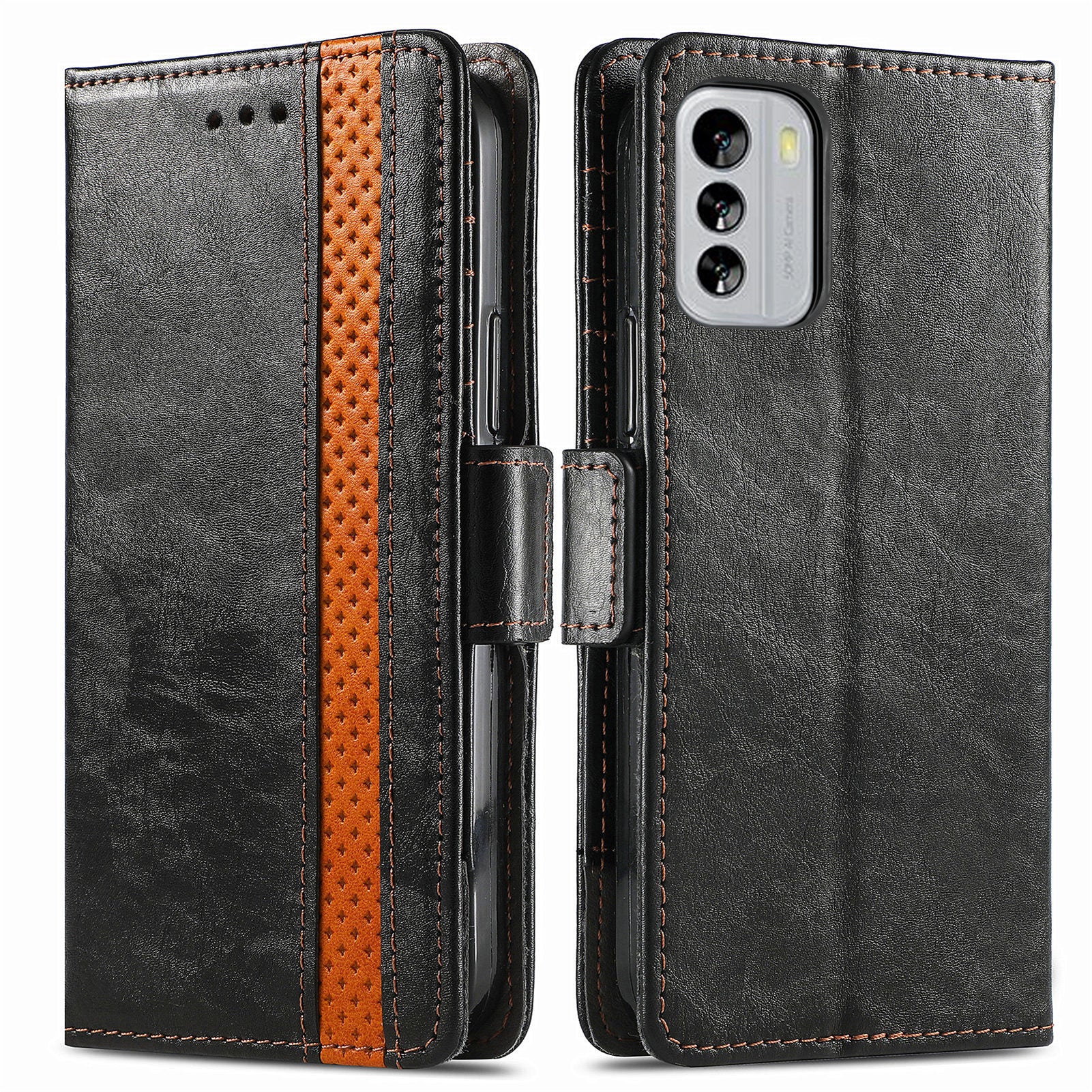 CASENEO 002 Series RFID Blocking Phone Case for Nokia G60 5G Business Splicing Style PU Leather Cover with Wallet Stand CASENEO 002 Series RFID Blocking Phone Case for Nokia G60 5G Business Splicing Style PU Leather Cover with Wallet Stand